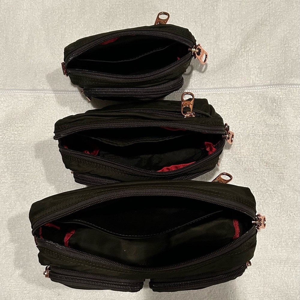Set of 3 MZ Wallace Savoy Cosmetic Bags olive green